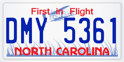 NC license plate DMY5361