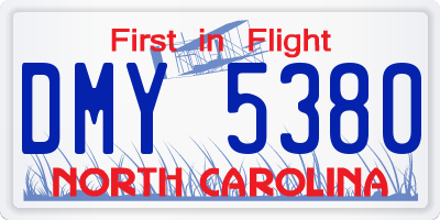 NC license plate DMY5380