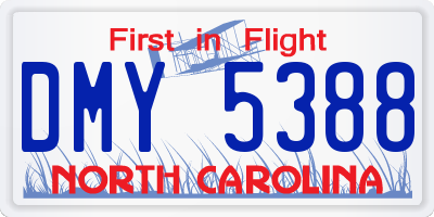 NC license plate DMY5388