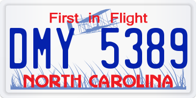 NC license plate DMY5389