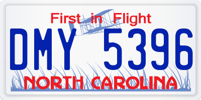 NC license plate DMY5396