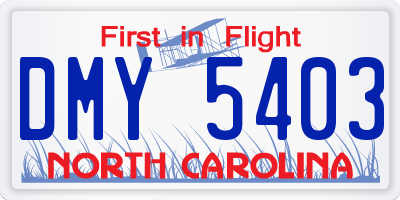 NC license plate DMY5403