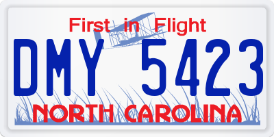 NC license plate DMY5423
