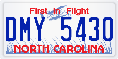 NC license plate DMY5430