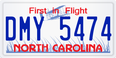 NC license plate DMY5474