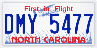 NC license plate DMY5477