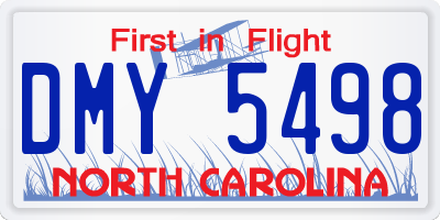 NC license plate DMY5498