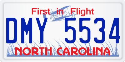 NC license plate DMY5534