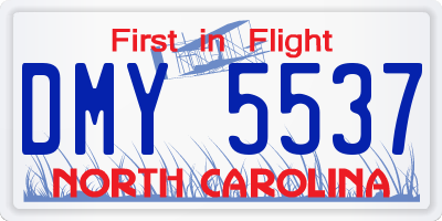 NC license plate DMY5537