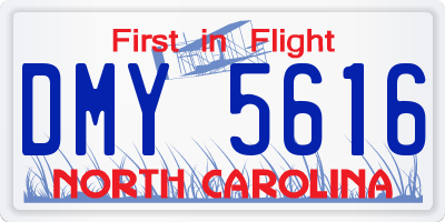 NC license plate DMY5616