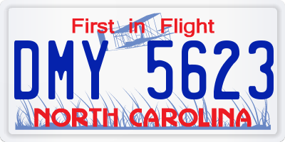 NC license plate DMY5623