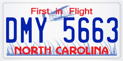 NC license plate DMY5663