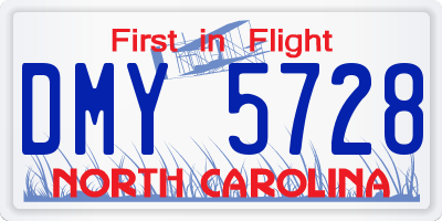 NC license plate DMY5728