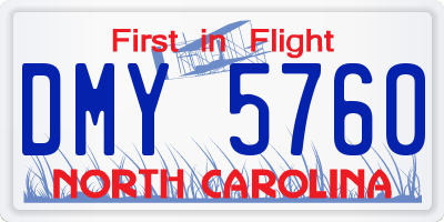 NC license plate DMY5760