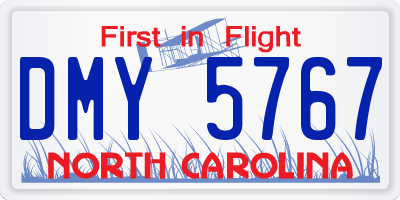 NC license plate DMY5767