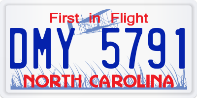 NC license plate DMY5791