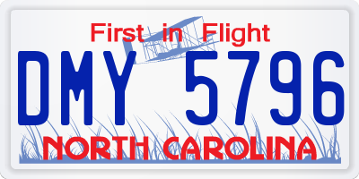 NC license plate DMY5796