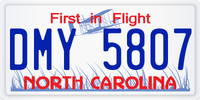 NC license plate DMY5807