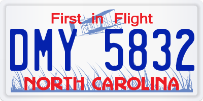 NC license plate DMY5832