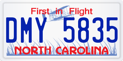 NC license plate DMY5835