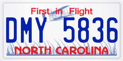 NC license plate DMY5836