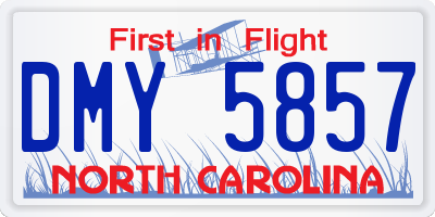 NC license plate DMY5857