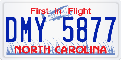 NC license plate DMY5877
