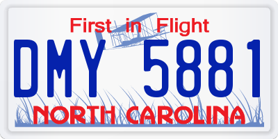 NC license plate DMY5881