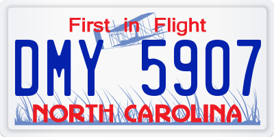 NC license plate DMY5907