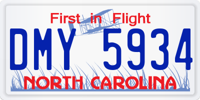 NC license plate DMY5934