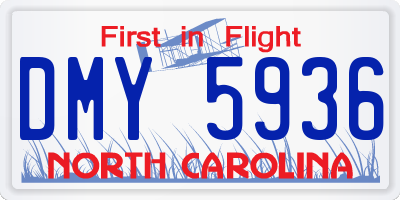 NC license plate DMY5936