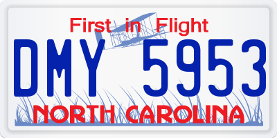 NC license plate DMY5953