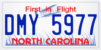 NC license plate DMY5977