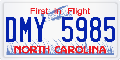 NC license plate DMY5985
