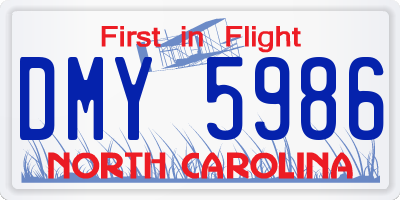 NC license plate DMY5986