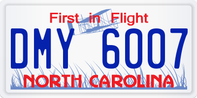 NC license plate DMY6007