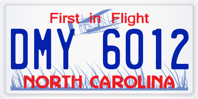 NC license plate DMY6012