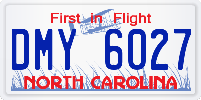 NC license plate DMY6027