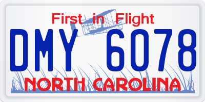 NC license plate DMY6078