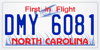 NC license plate DMY6081