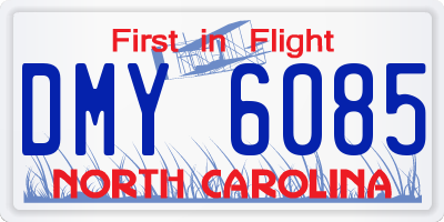 NC license plate DMY6085