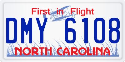 NC license plate DMY6108