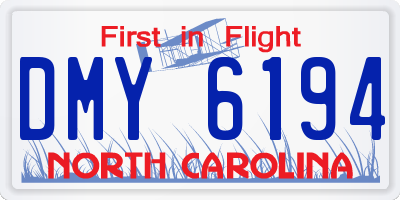 NC license plate DMY6194