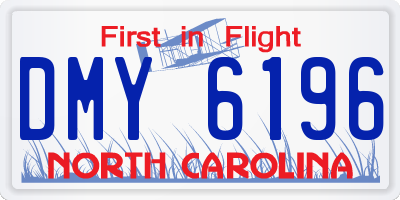 NC license plate DMY6196