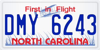 NC license plate DMY6243