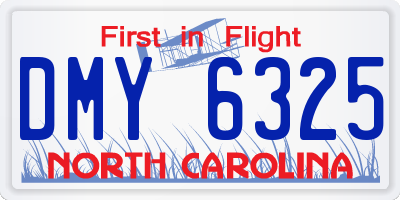 NC license plate DMY6325