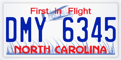 NC license plate DMY6345