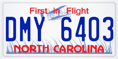 NC license plate DMY6403