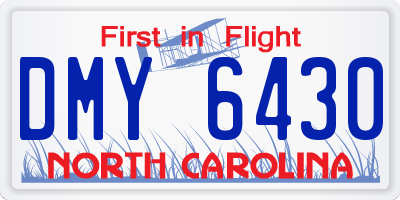 NC license plate DMY6430