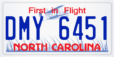 NC license plate DMY6451